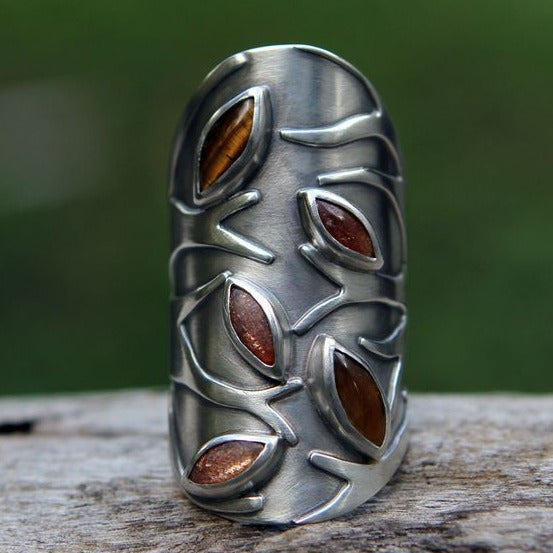Vintage indlagt krystal-vedbend-ring