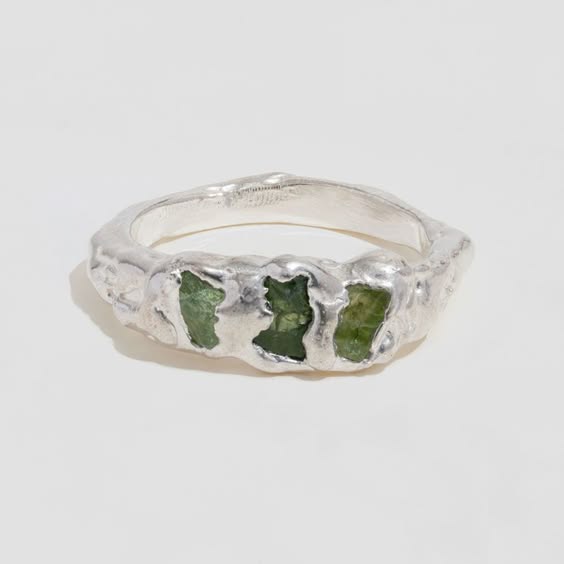 Vintage grøn sølvsmedet ring