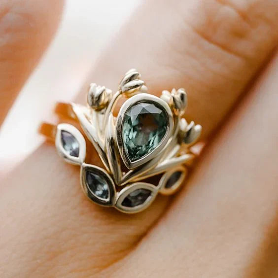 Vintage grøn eksotisk krystalring