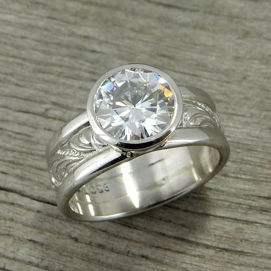 Vintage zirkonia sølvfarvet ring