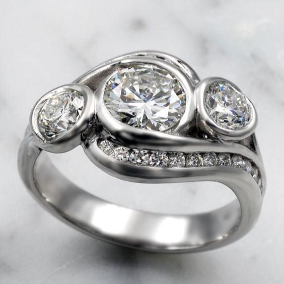 Vintage zirkonia spiral sølvring