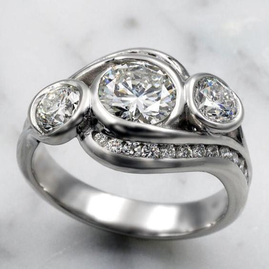 Vintage zirkonia spiral sølvring
