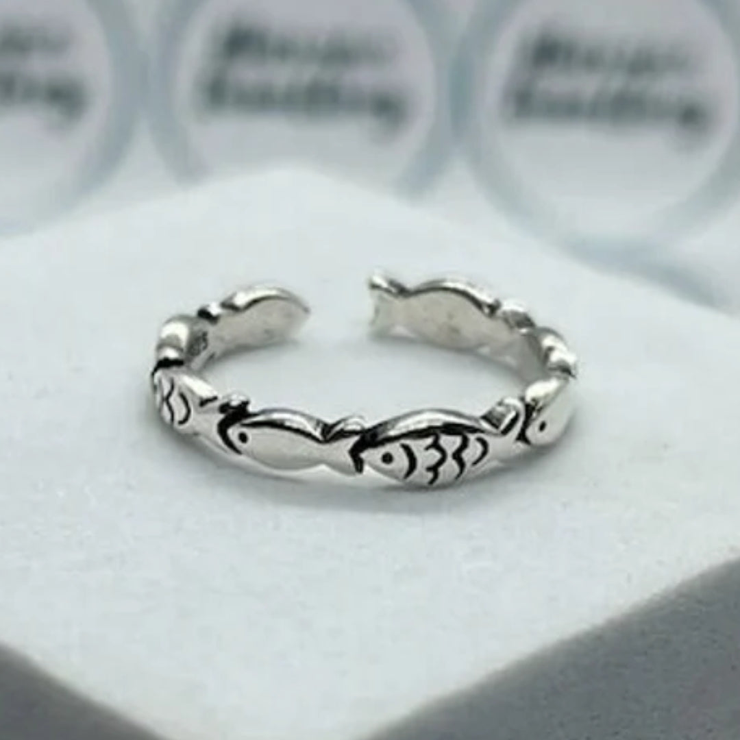 Vintage sølv fiske-ring