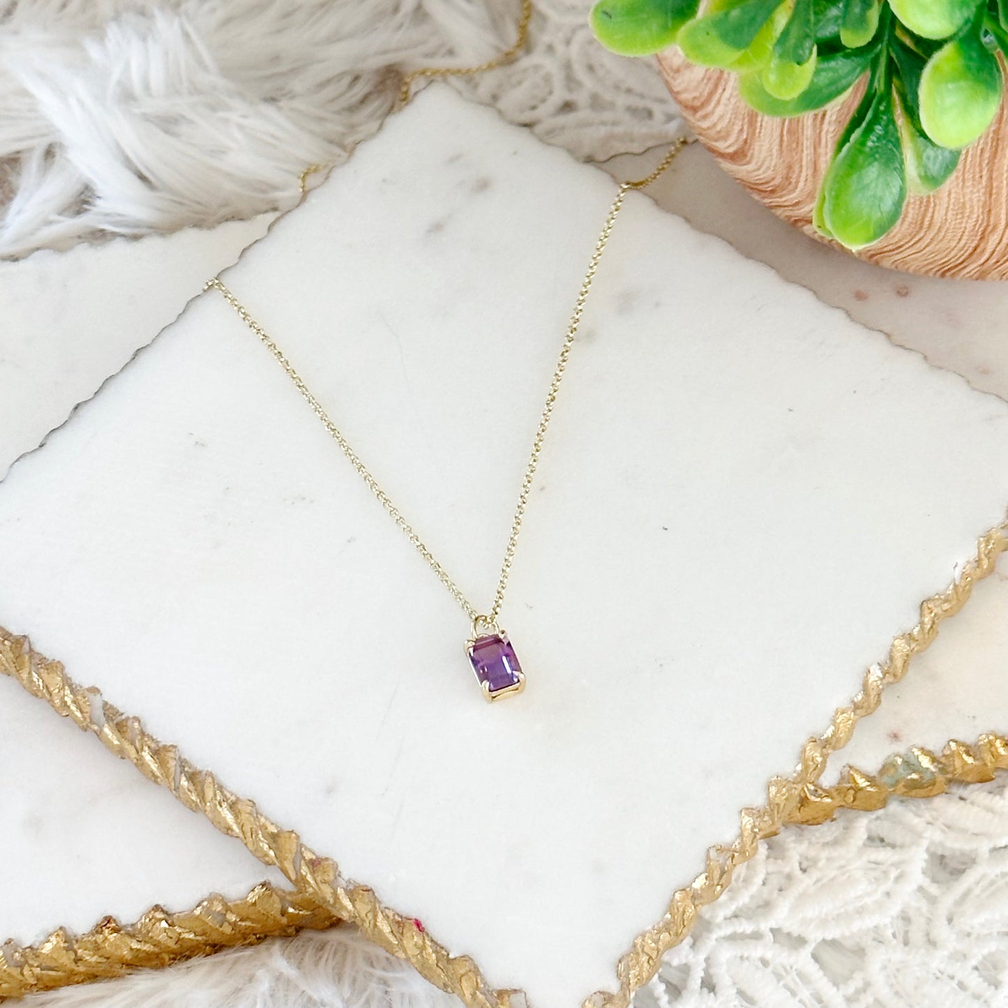 Violetta Amethyst Baguette halskæde