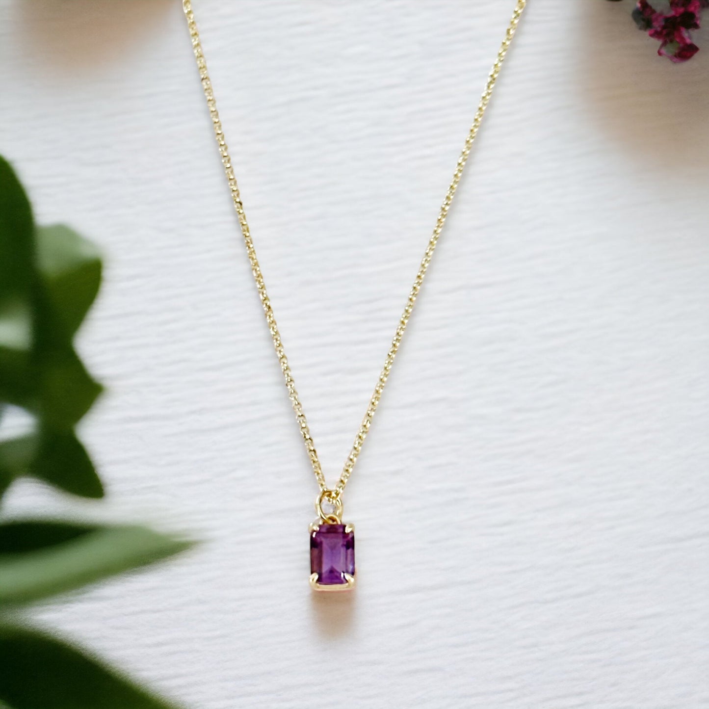 Violetta Amethyst Baguette halskæde