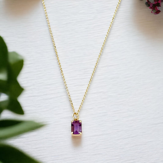 Violetta Amethyst Baguette halskæde