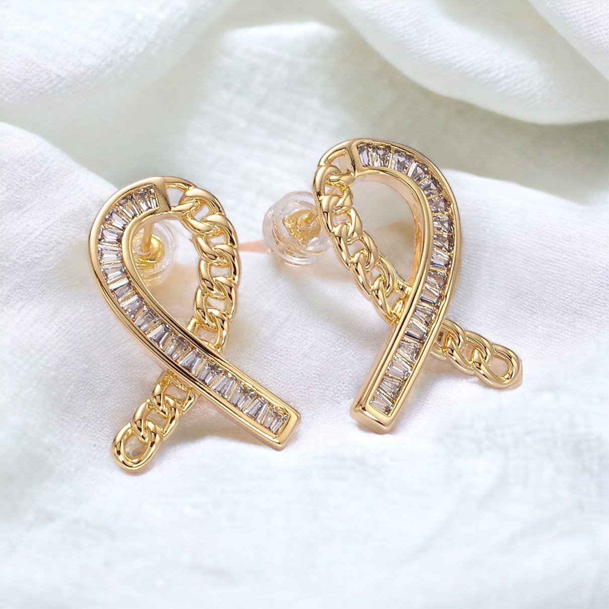 Cancer Awareness Ribbon-øreringe - guld eller sølv