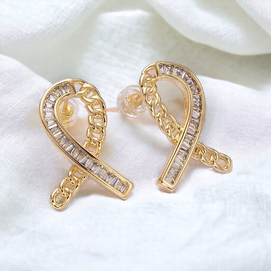 Cancer Awareness Ribbon-øreringe - guld eller sølv