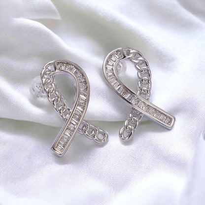 Cancer Awareness Ribbon-øreringe - guld eller sølv