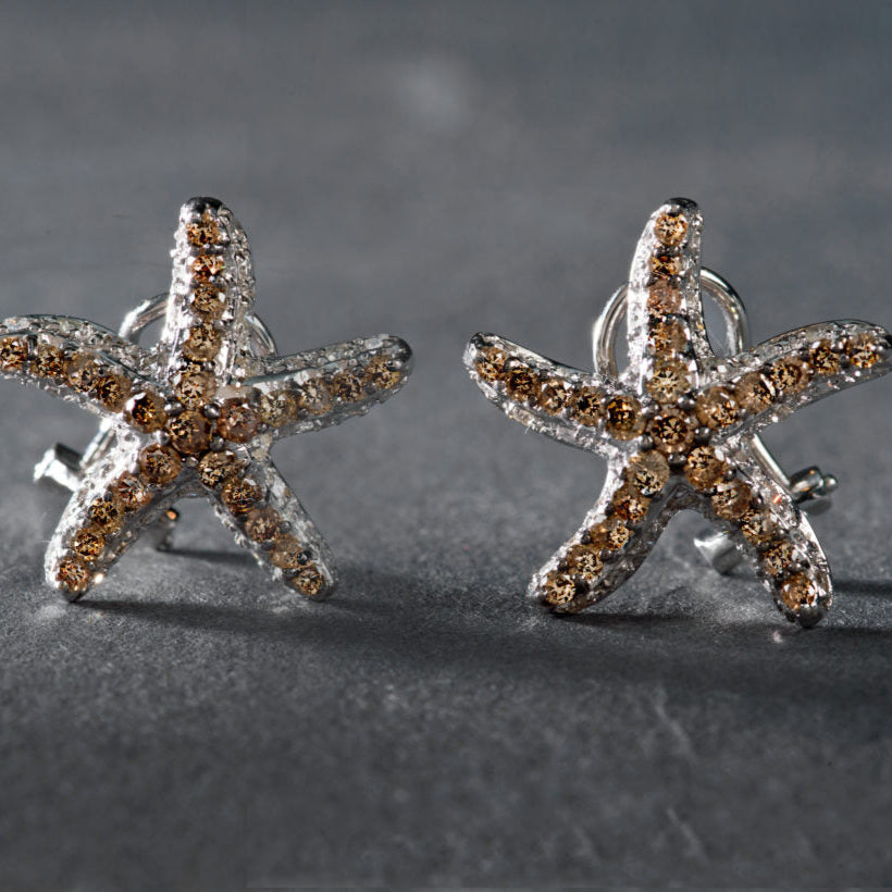 Vintage Bright Starfish sølvøreringe