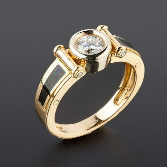 Vintage sort & guld zirkonia ring