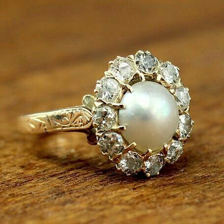 Vintage lys perle guldring