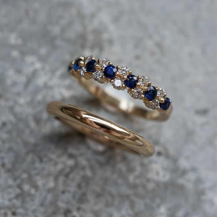 Vintage blå zirkonia elegant ringsæt