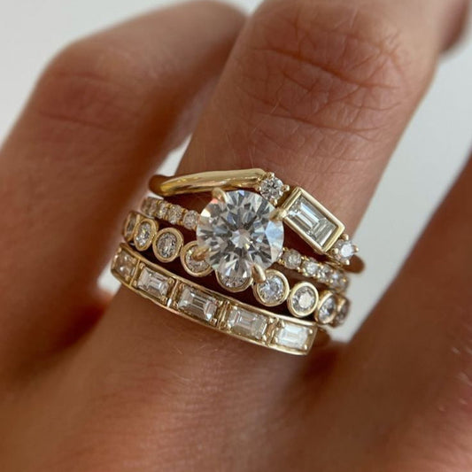 Vintage moderne forlovelsesring-sæt