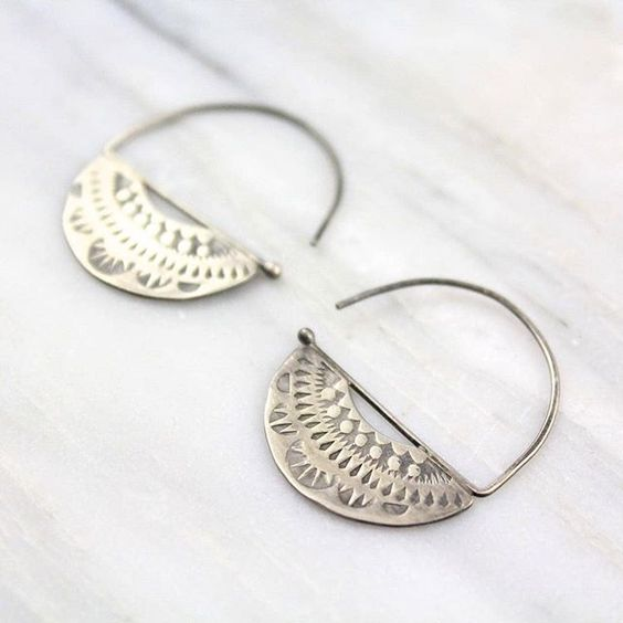 Vintage Silver Hollow Crest-øreringe