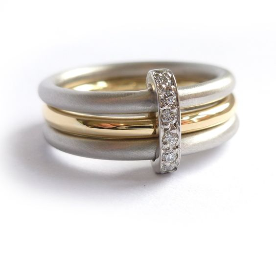 Vintage lagdelt guld- og sølvbelagt ring