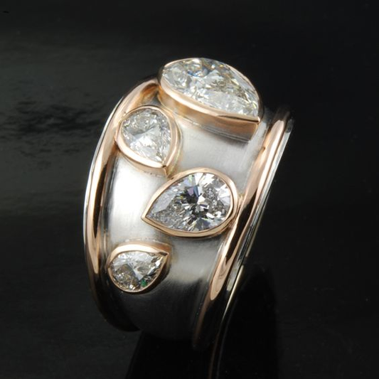 Vintage zirkonindlagt guldbelagt ring