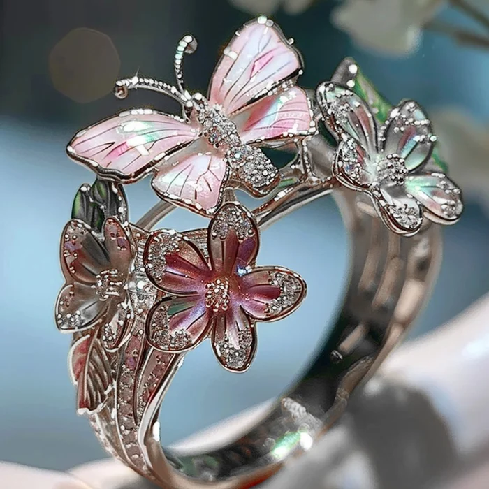 Vintage gylden Entrana blomsterring