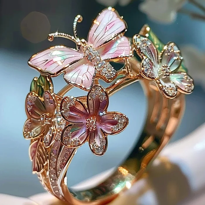Vintage gylden Entrana blomsterring