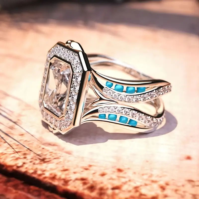 Vintage blå opal zirkonia-ring
