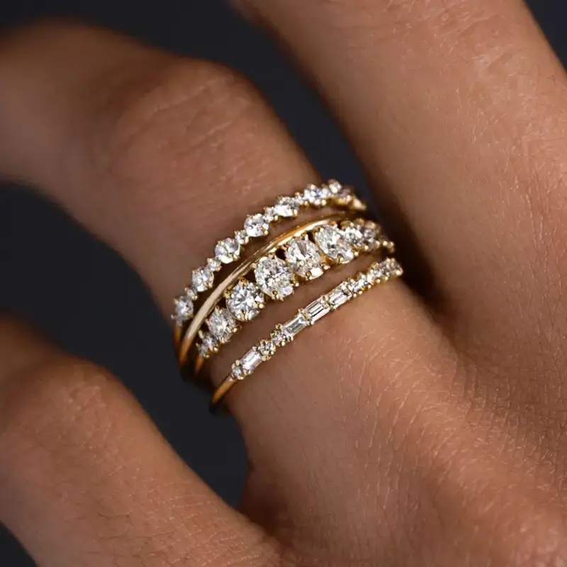 Vintage elegant zirkonia-ringsæt