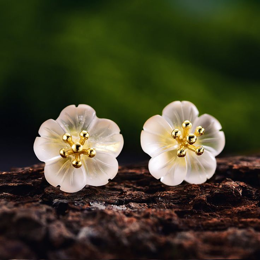 Vintage White Blossom guldøreringe