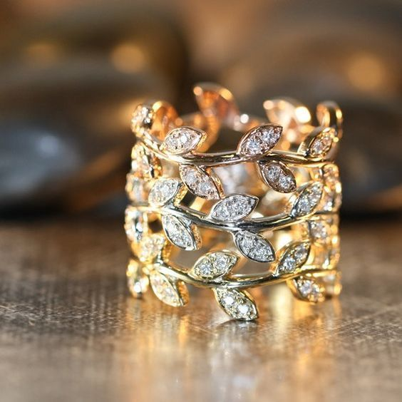 Vintage Bright Leaf guldring