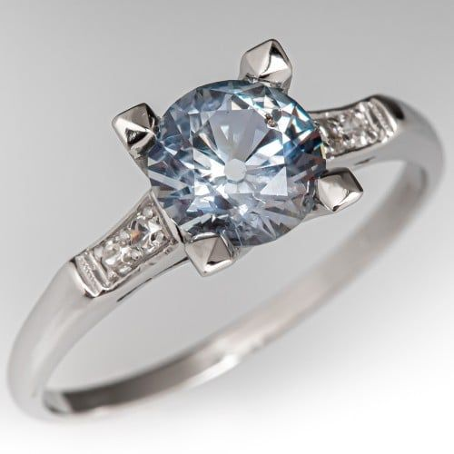 Vintage glas sølv zirkonia ring