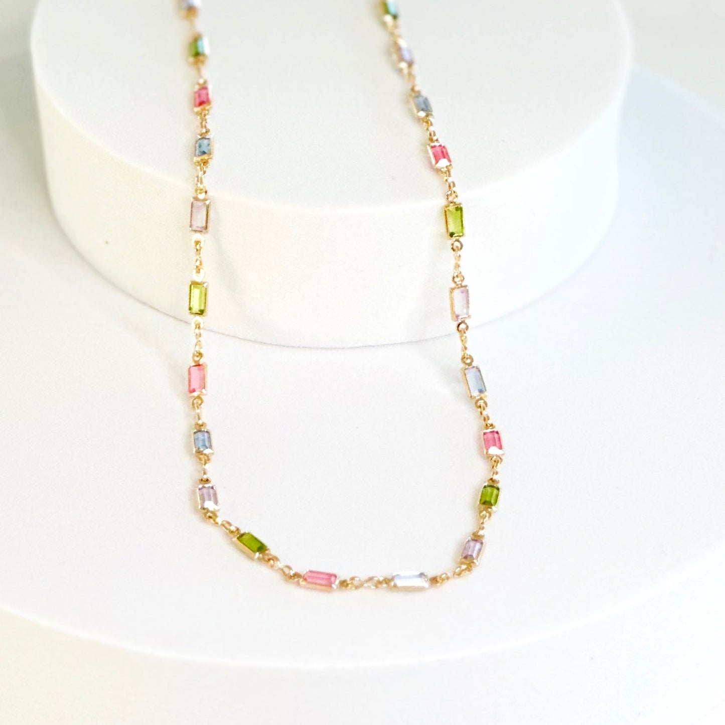 Isabella MultiColor CZ Stone halskæde