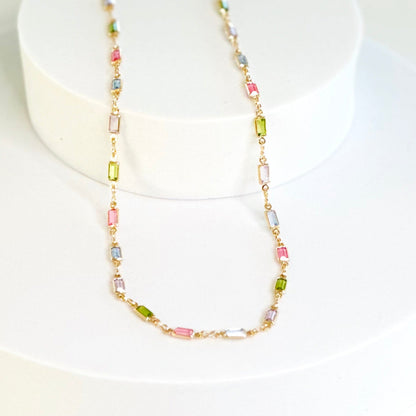Isabella MultiColor CZ Stone halskæde