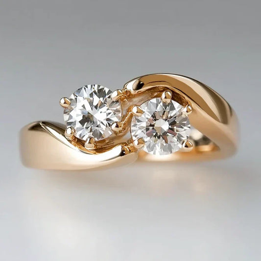 Vintage bølget zirkonia guldring
